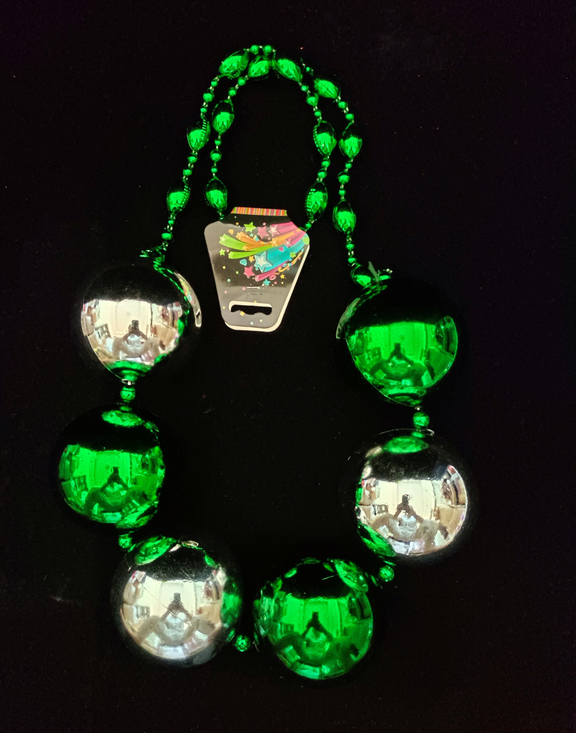 Jumbo Green & Silver Beads